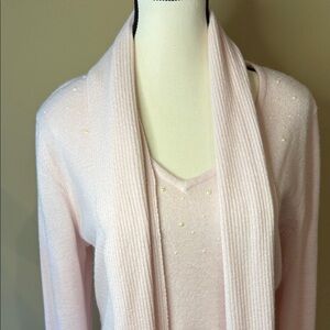 Karen Scott Sweater with Detachable Scarf Embellishments, Pink, Women's Size L